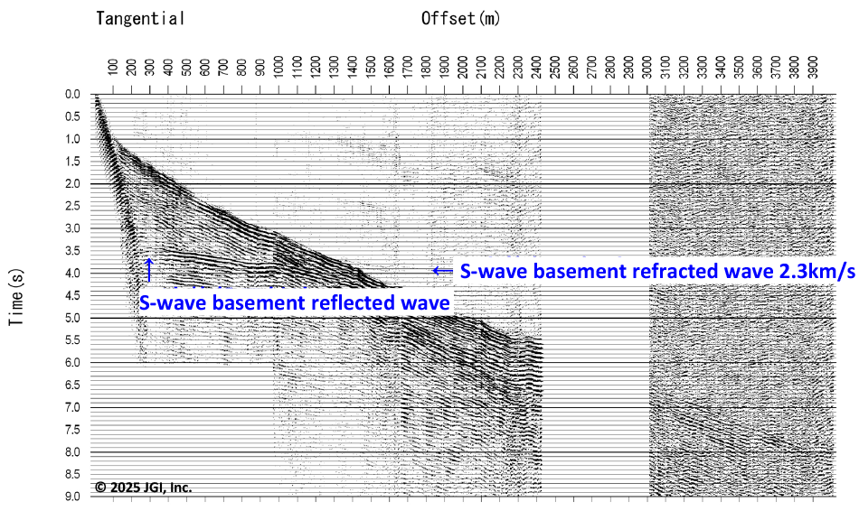 JGI technical data Example of recording obtained with an S-wave vibrator