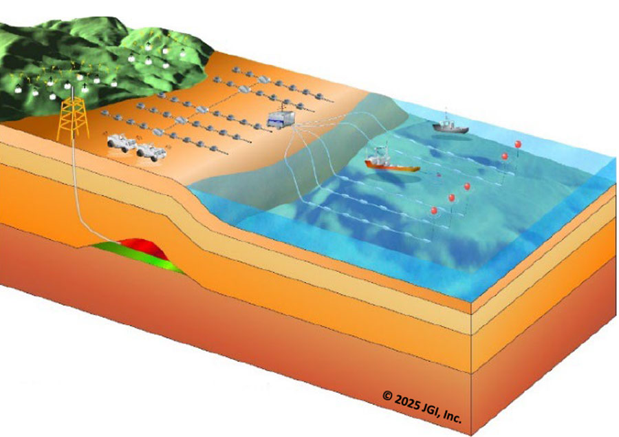 3D data acquisition layout in transition zone
