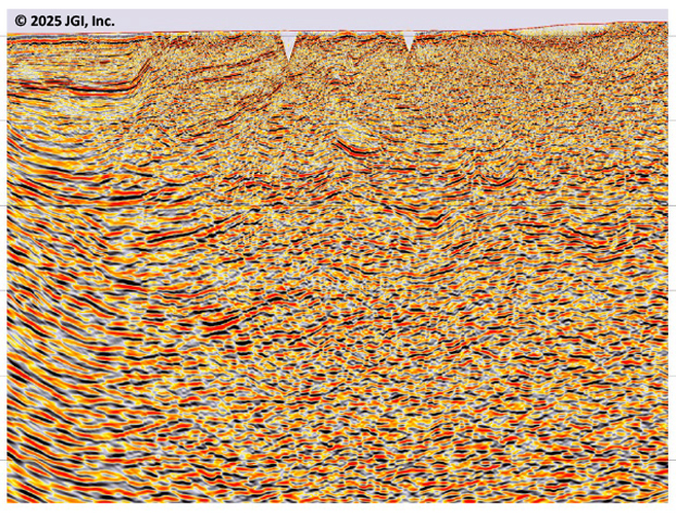 Application example in volcanic rock areas, Normal data processing section (left) 