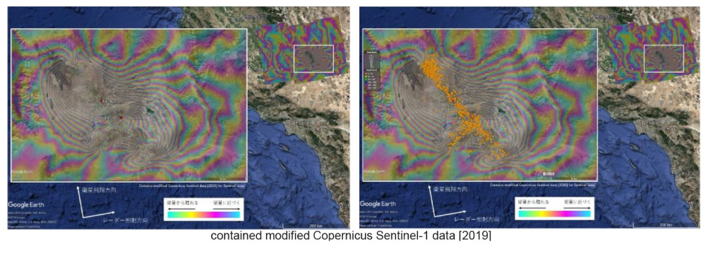 2019年カリフォルニアで発生した地震の地表変位 差分インターフェログラム(昇交軌道)データ画像01