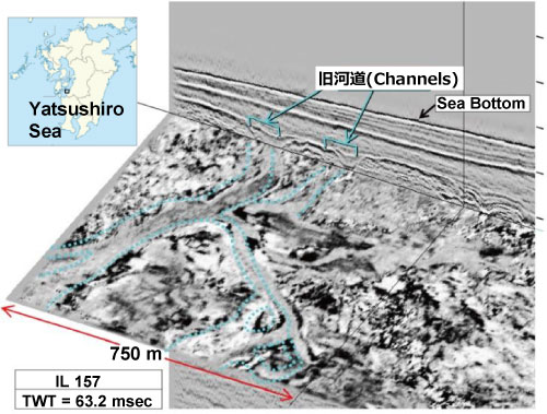 八代海の沖積層基底付近の堆積層中のスライ画像